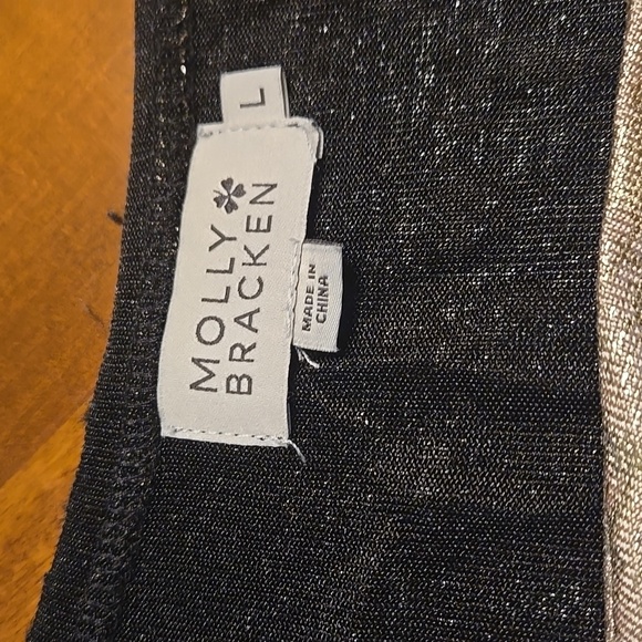 Molly Bracken Shimmering Gold and Black V-Neck T Shirts - Picture 2 of 5